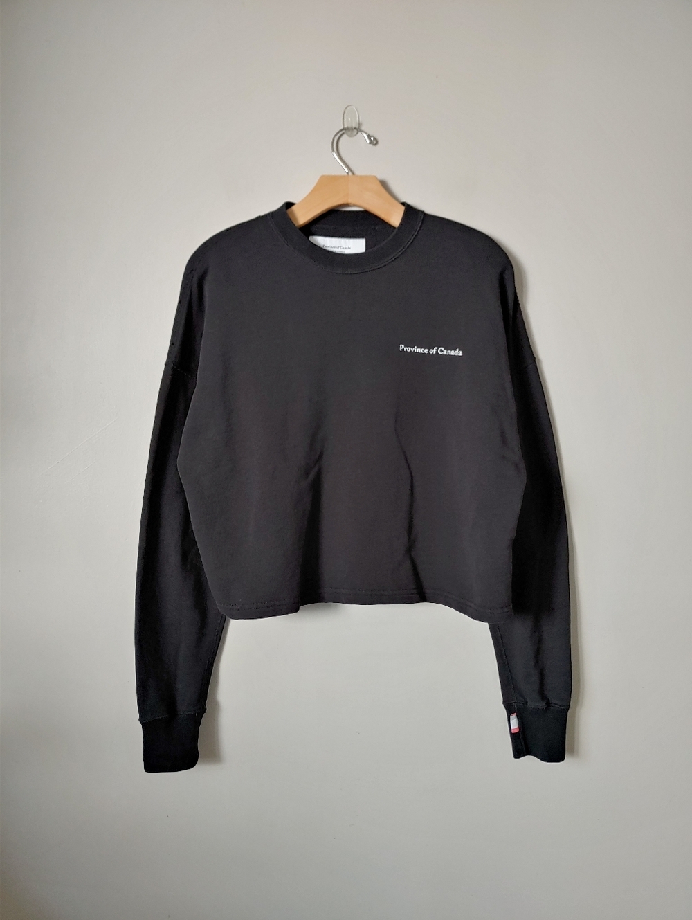 Province of Canada French Terry Crop Sweatshirt Cotton Black Size Small - Picture 4 of 16